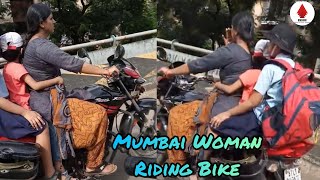 LadyWoman Riding Bike Motorcycle in Mumbai [upl. by Nahsad753]