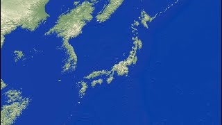 4k海面上昇下降シミュレーション・日本周辺版Sea level rise and fall simulationJapan [upl. by Long286]