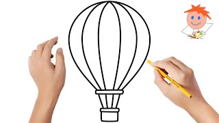 How to draw an air balloon  Easy drawings [upl. by Anairda]