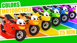 LEARN COLORS MOTORCYCLE  MOTORBIKE  Color Rainbow  Kids Babies Colors [upl. by Harts]