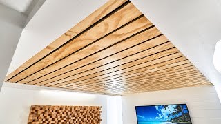 How To Make A Wood Slat Ceiling [upl. by Ecinaej168]