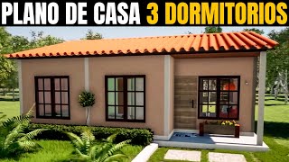 Planos de Casa GRATIS 3 Dormitorios DWG y PDF [upl. by Arnuad]