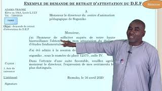 Lettre administrative  Exemple de demande de retrait dattestation [upl. by Mooney82]