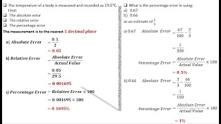 APPROXIMATION AND ERRORSABSOLUTE ERRORRELATIVE ERROR PERCENTAGE ERROR WORKED EXAMPLES [upl. by Stambaugh]