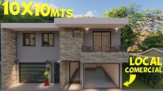 Plano de Casa con Local Comercial 10x10m [upl. by Kalin709]