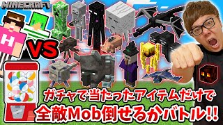 【マインクラフト】ガチャで当たったアイテムだけで全敵Mob倒せるか全力バトル！【ヒカキン×ふうはやコラボ】【Minecraft】【マイクラ】【ヒカクラ】 [upl. by Cj]