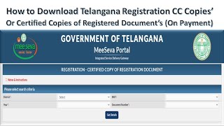 How to Download Telangan Registration CC Copies Or Certified Copies of Registered Doct On Payment [upl. by Lua]