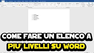 Come fare un elenco a più livelli su Word 2019 [upl. by Eirallih]