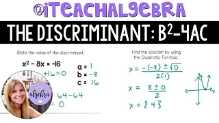 Algebra 1  The Discriminant and The Quadratic Formula [upl. by Jaala236]