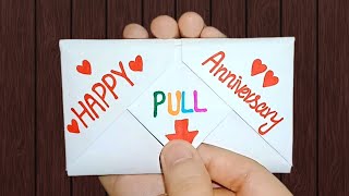 DIYSURPRISE MESSAGE CARD FOR Anniversary Pull Tab Origami Envelope Card Anniversary Card idea [upl. by Notsirb790]