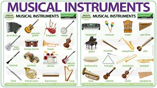 Musical Instruments Vocabulary  Names of musical instruments in English  Learn English Vocabulary [upl. by Lehman]