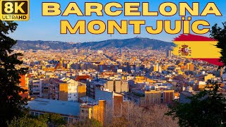 【8K】Barcelona Montjuïc  Walking Tour [upl. by Siloa]