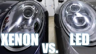 Xenon vs LED Porsche PDLS headlights  also Halogen [upl. by Audres532]