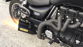 TRIUMPH ROCKET III  NEW CUSTOM EXHAUST SOUND CHECK LOUD [upl. by Frayda]