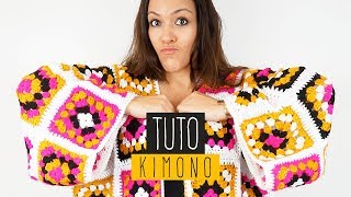 TUTO comment faire un gilet kimono au crochet granny facile [upl. by Aziaf]