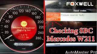 Problem SBC on Mercedes W211 W219 Error C2131  Diagnose SBC on W211  Service Brake Visit Workshop [upl. by Enyamart]