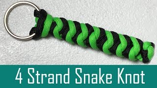 DIY Paracord Keychain 4 Strand Snake Knot [upl. by Kurtzman575]