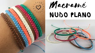 PULSERA MACRAME fácil  NUDO PLANO ♥ PULSERAS de HILO [upl. by Anneuq]