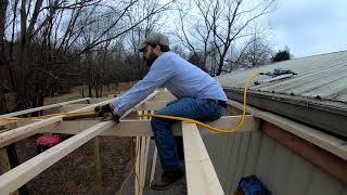 Adding a LeanTo on a Pole Barn Pt 2  Rafters amp Purlins [upl. by Lettie]