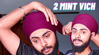 Gol Dastar With Base  Turban Tutorial  Easiest Way To Tie Parna  5 MINUTES TUTORIAL [upl. by Thorman]