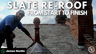 SLATE REROOF FROM START TO FINISH [upl. by Bashemeth]