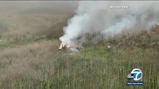 New video shows wreckage from helicopter crash that killed Kobe Bryant 8 others  ABC7 [upl. by Haidabej]