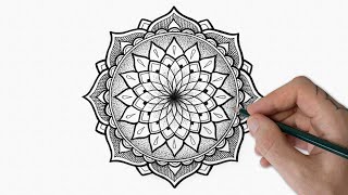 How to Draw a Simple Mandala for Beginners  Step by Step [upl. by Berard726]