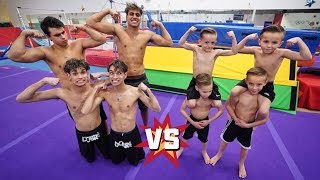 MINI DOBRE BROTHERS CHALLENGE US IN GYMNASTICS [upl. by Auqenahs]