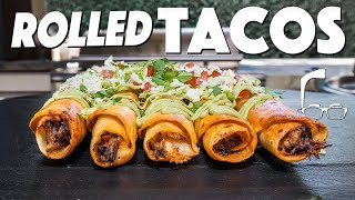 CHEESY JUICY BEEFY ROLLED TACOS AT HOMEWOW  SAM THE COOKING GUY [upl. by Aihsel690]