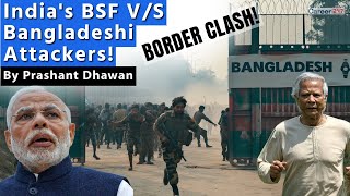 Sudden Clash at India Bangladesh Border  Indias BSF vs Bangladeshi Attackers [upl. by Elatia]