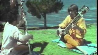 Ravi Shankar teaches George Harrison how to play sitar 1968 Rishikesh India HQ RARE [upl. by Eatton]