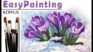 quotCrocusquot How to paint flowers 🎨ACRYLIC tutorial for beginners [upl. by Nueovas31]