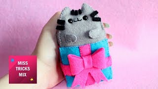 Adorable Pusheen In Present Plush DIY Tutorial [upl. by Ahsimak]