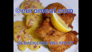 Goldbraun gebackenes saftiges Welsfilet  euromealcom [upl. by Ajtak]