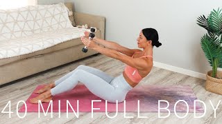 40 MIN FULL BODY WORKOUT  Pilates with Weights amp Band [upl. by Llacam]