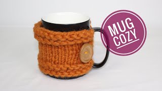 How to Loom Knit an Easy Mug Cozy DIY Tutorial [upl. by Salahcin]