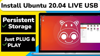 Install Ubuntu 2004 On LIVE USB  SSD With Persistent Storage Plug amp Play [upl. by Yllod]