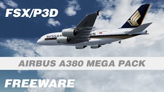 Airbus A380 Mega Pack Freeware Addon for P3D amp FSX [upl. by Lenahtan]