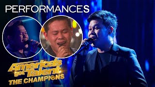 Marcelito Pomoy All Performances on Americas Got Talent The Champions [upl. by Milde]