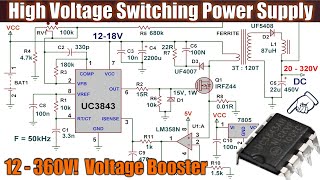 UC3843 High Voltage DC Flyback Power Supply SMPS 12V to 320V Switching Mode Power Supply [upl. by Cannon]