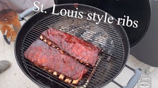 St Louis Style ribs on the Weber Kettle [upl. by Elleniad571]