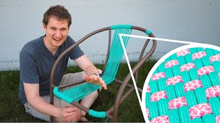 How to Upcycle a Patio Chair with Paracord [upl. by Anirdnaxela670]