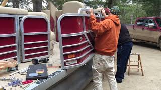 Salvage Pontoon Pulling the Rear Starboard Fence and Seats [upl. by Bartle123]