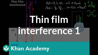 Thin Film Interference part 1  Light waves  Physics  Khan Academy [upl. by Walker]