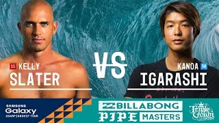 Kelly Slater vs Kanoa Igarashi  Billabong Pipe Masters 2016 Semifinals [upl. by Jariv]