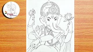 How to Draw Lord Ganesha in Lord Shiva Style  Easy Step by Step Drawing of Lord Ganesha [upl. by Enej]