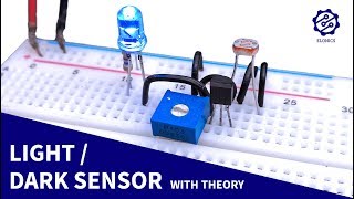 Light Sensor circuit on Breadboard  Darkness Detector  LDR amp Transistor Projects [upl. by Shara388]