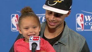 Stephen Currys Daughter Riley Steals the Show Again at Press Conference [upl. by Bardo]