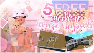 BLOXBURG  5 FREE Modern House Layouts  SpeedBuild [upl. by Ecirtaeb]