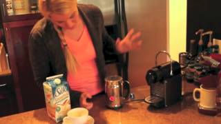 Nespresso Aeroccino Plus Frother Review Frothing Almond Milk [upl. by Aylward247]